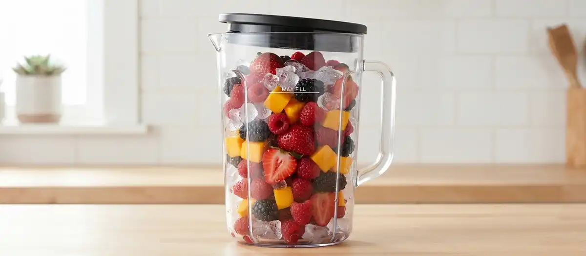 Blender jar filled past the max fill line