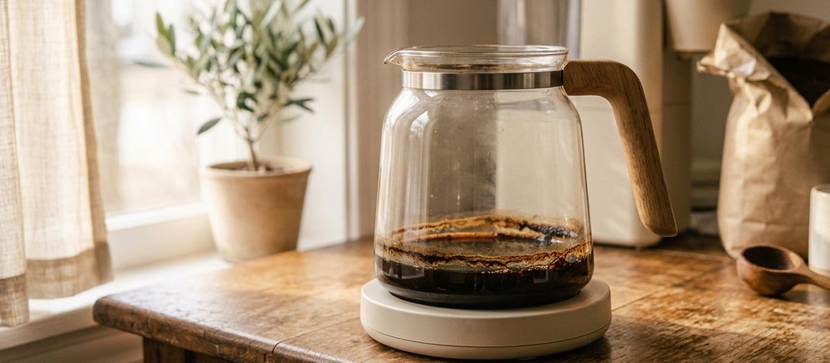 Coffee maker warming plate left on with an empty pot