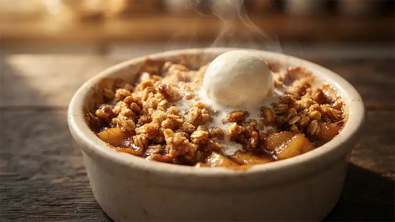 Air fryer apple crisp dessert recipe for one