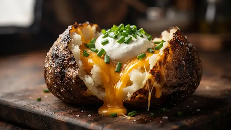 Air fryer loaded baked potato recipe for one