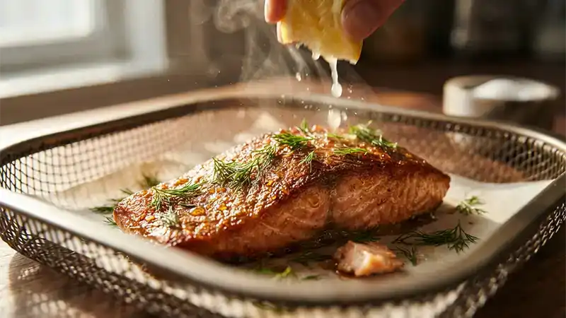 Crispy air fryer salmon fillet recipe for one
