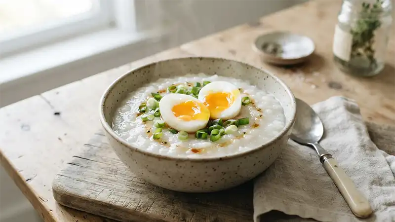 Congee rice porridge made in a rice cooker
